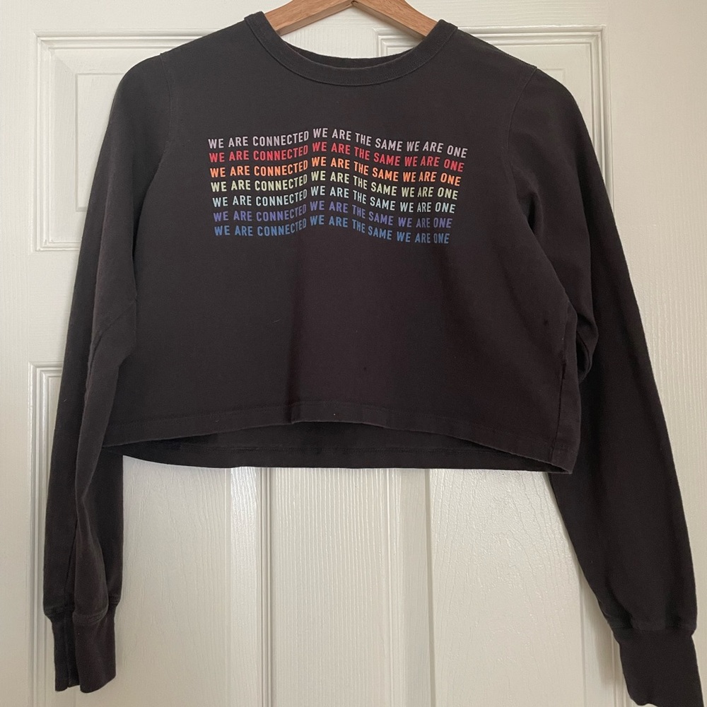 Spiritual Gangster We Are Connected Crop Black Long Sleeve